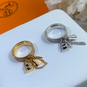 Luxury Womens Jewelry Hermes Kelly Clochette Double Ring A152PP280 AA158826
