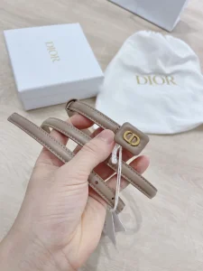 Luxury Womens Belts Dior Bobby Belt in Beige Smooth Calfskin 12MM A175PP240 AA159746