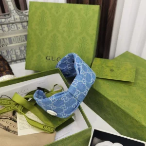 Luxury Womens Headband Gucci GG Denim Blue Headband A152PP110 AA159687