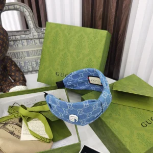 Luxury Womens Headband Gucci GG Denim Blue Headband A152PP110 AA159687