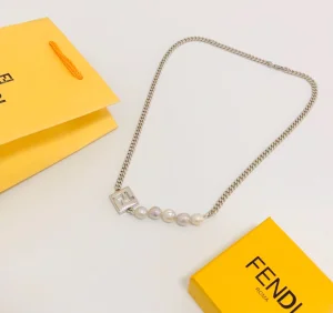 Fendi FF Charm Pearl Necklace 