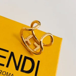 Luxury Womens Jewelry Fendi Gold FF Logo Rings A39PP110 AA159868
