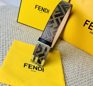 Luxury Mens Belts Fendi Mens FF Logo Leather Belt 35MM A175PP240 AA160643