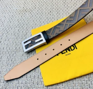 Luxury Mens Belts Fendi Mens FF Logo Leather Belt 35MM A175PP240 AA160643