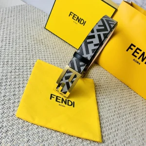 Luxury Mens Belts Fendi Mens FF Logo Leather Belt 35MM A175PP240 AA160644