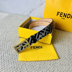 Luxury Mens Belts Fendi Mens FF Logo Leather Belt 35MM A175PP240 AA160644