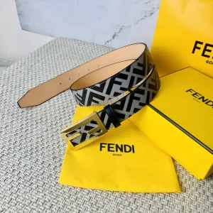 Luxury Mens Belts Fendi Mens FF Logo Leather Belt 35MM A175PP240 AA160644