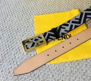 Luxury Mens Belts Fendi Mens FF Logo Leather Belt 35MM A175PP240 AA160644