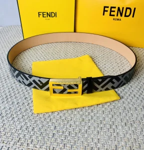 Luxury Mens Belts Fendi Mens FF Logo Leather Belt 35MM A175PP240 AA160644