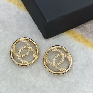 Chanel Earrings Chanel Crystal CC Round Earrings 