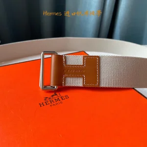 Luxury Mens Belt Hermes Nomade Knotted Style Belt in White 40MM A175PP240 AA161399