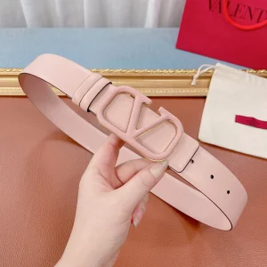 Valentino Vlogo Caflskin Leather Belt Pink 40MM 