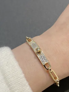 Luxury Womens Jewelry Hermes Kelly Chaine Bracelet in Gold A152PP380 AA163837