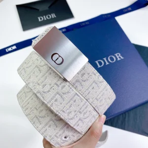 Dior Mens White Dior Oblique Belts 34MM 