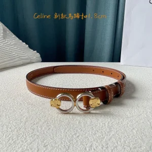 Luxury Womens Belts Celine Horsebit Leather Belt in Tan 18MM A175PP240 AA166846