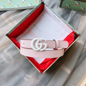 Gucci GG Marmont Think Leather Belt Pink 20MM 