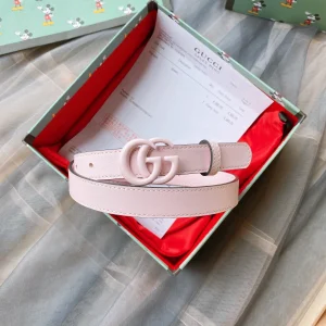 Gucci GG Marmont Think Leather Belt Pink 20MM 