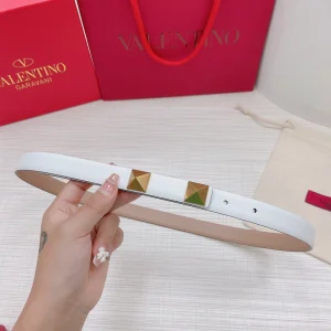 Valentino Roman Stud Leather Belt White 20MM 