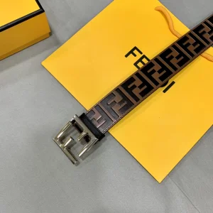 Luxury Mens Belts Fendi FF Embossed Leather Belt in Brown 38MM A175PP240 AA169016