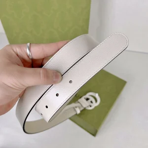 Luxury Womens Belts Gucci GG Marmont Leather Belt in White 30MM A175PP240 AA169006