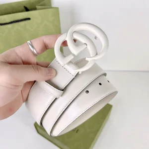 Luxury Womens Belts Gucci GG Marmont Leather Belt in White 40MM A175PP240 AA169005