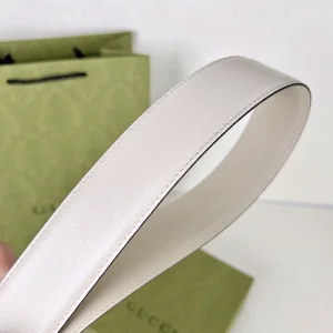 Luxury Womens Belts Gucci GG Marmont Leather Belt in White 40MM A175PP240 AA169005