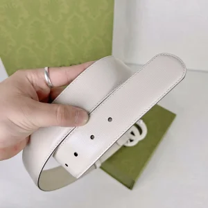 Luxury Womens Belts Gucci GG Marmont Leather Belt in White 40MM A175PP240 AA169005