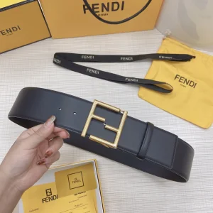 Fendi FF Logo Buckle Leather Belt Black 60MM 