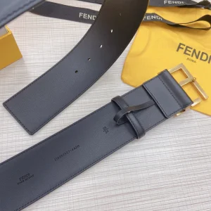 Luxury Womens Belts Fendi FF Logo Buckle Leather Belt in Black 60MM A175PP340 AA169610