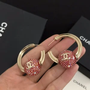 Chanel Earrings Chanel CC Red Ball Circle Earrings 