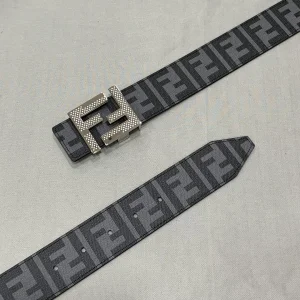 Luxury Womens Belts Fendi FF Logo Jacquard Belt in Black 40MM A175PP240 AA172010