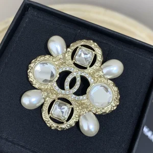 Chanel Brooch Chanel Crystals CC Pearl Brooch 