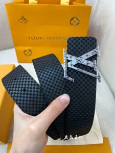 Luxury Mens Belts Lous Vuitton Damier Black Leather Belt 40MM A175PP240 AA174032