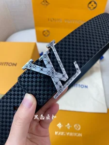 Luxury Mens Belts Lous Vuitton Damier Black Leather Belt 40MM A175PP240 AA174032