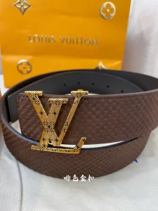 Luxury Mens Belts Lous Vuitton Damier Brown Leather Belt 40MM A175PP240 AA174031