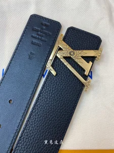 Luxury Mens Belts Lous Vuitton LV Black Grained Leather Belt 40MM A175PP240 AA174035