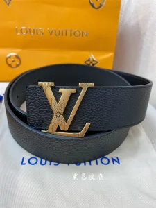 Luxury Mens Belts Lous Vuitton LV Black Grained Leather Belt 40MM A175PP240 AA174035