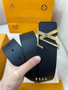 Luxury Mens Belts Lous Vuitton LV Black Grained Leather Belt 40MM A175PP240 AA174035