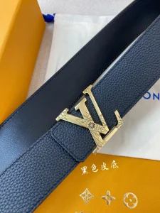 Luxury Mens Belts Lous Vuitton LV Black Grained Leather Belt 40MM A175PP240 AA174035