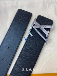 Luxury Mens Belts Lous Vuitton LV Black Grained Leather Belt 40MM A175PP240 AA174036