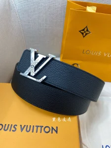 Luxury Mens Belts Lous Vuitton LV Black Grained Leather Belt 40MM A175PP240 AA174036