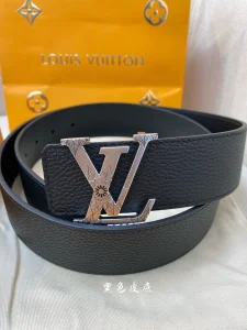 Luxury Mens Belts Lous Vuitton LV Black Grained Leather Belt 40MM A175PP240 AA174036