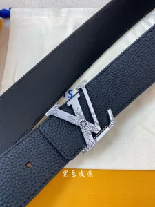 Luxury Mens Belts Lous Vuitton LV Black Grained Leather Belt 40MM A175PP240 AA174036