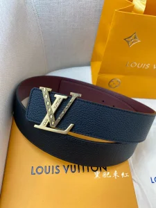 Luxury Mens Belts Lous Vuitton LV Black Grained Leather Belt 40MM A175PP240 AA174039