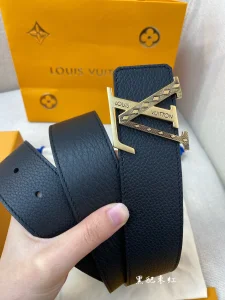 Luxury Mens Belts Lous Vuitton LV Black Grained Leather Belt 40MM A175PP240 AA174039