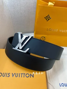Luxury Mens Belts Lous Vuitton LV Black Leather Belt 40MM A175PP240 AA174033