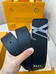 Luxury Mens Belts Lous Vuitton LV Black Leather Belt 40MM A175PP240 AA174033