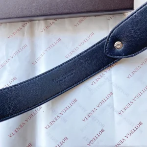 Luxury Womens Belts Bottega Veneta Black Leather Belt 40MM A175PP240 AA174028