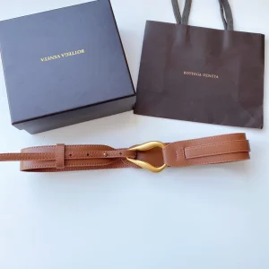 Luxury Womens Belts Bottega Veneta Tan Leather Belt 40MM A175PP240 AA174029