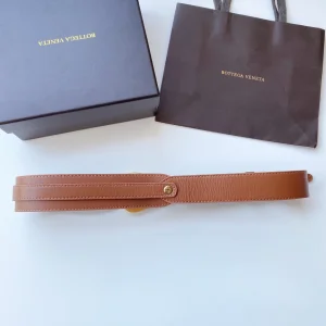 Luxury Womens Belts Bottega Veneta Tan Leather Belt 40MM A175PP240 AA174029